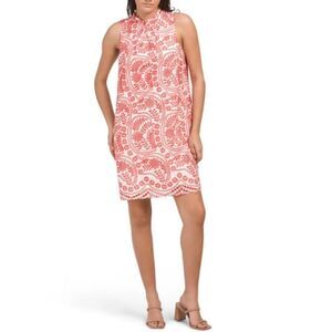 JULIA JORDAN Ivory/red Sleeveless Embroidered Eyelet Mini Dress